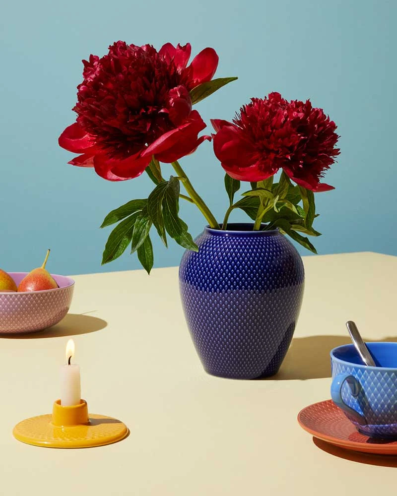 Lyngby Porcelæn – Rombo spalvos porcelianinė vaza – A16,5 cm – Tamsiai mėlyna