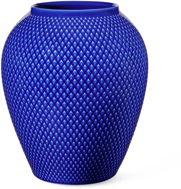 Lyngby Porcelæn – Rombo spalvos porcelianinė vaza – A16,5 cm – Tamsiai mėlyna