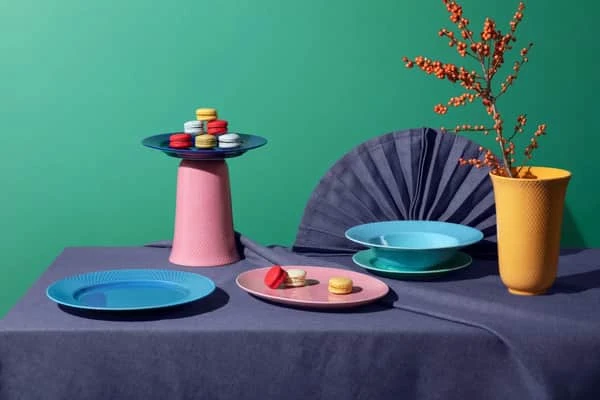 Lyngby Porcelæn - Rombo spalvos sriubos lėkštė - Ø24,5 cm - Turkis