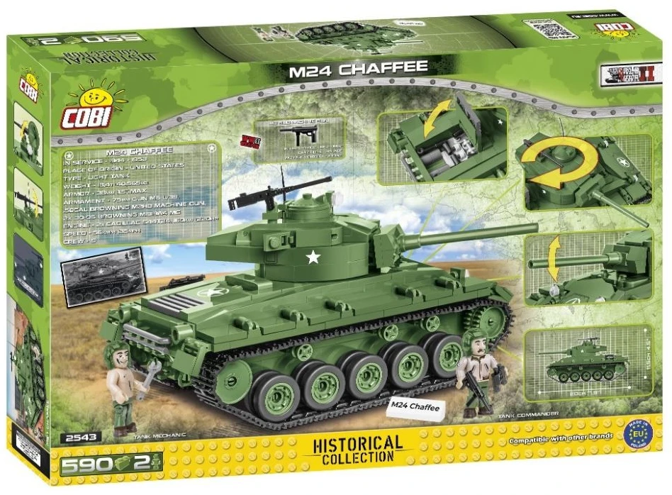 COBI M24 Chaffee tanko konstruktorius, 590 det., mastelis 1:28