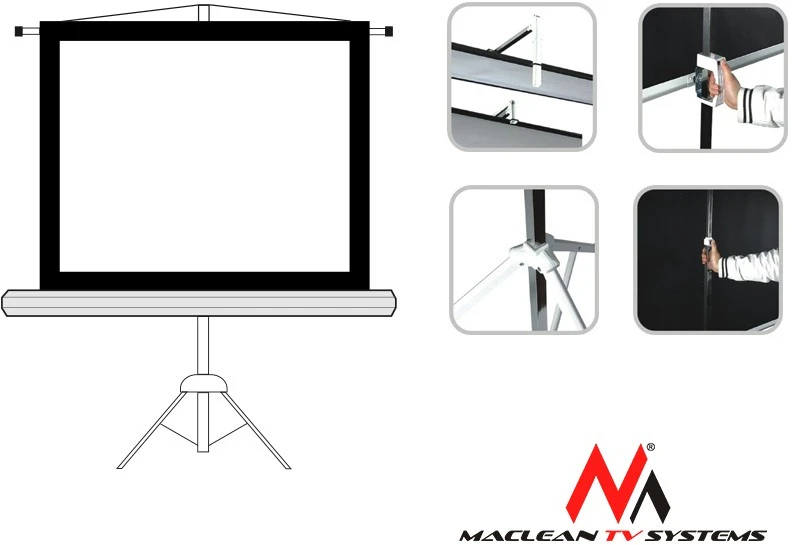 MACLEAN MC-536 Maclean MC-536 Standard Portable Projektoriaus ekranas su stovu 72?? 4:3 145x110 cm