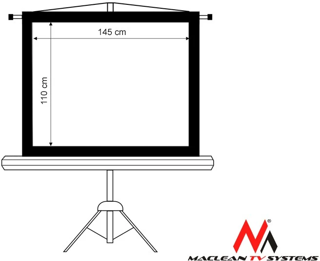 MACLEAN MC-536 Maclean MC-536 Standard Portable Projektoriaus ekranas su stovu 72?? 4:3 145x110 cm