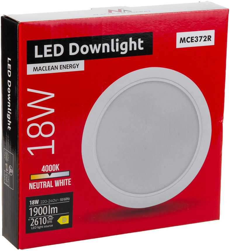 Maclean MCE372 R LED lubų skydelis įleidžiamas SLIM 18W Neutralus Baltas 4000K 170x26mm 1900lm