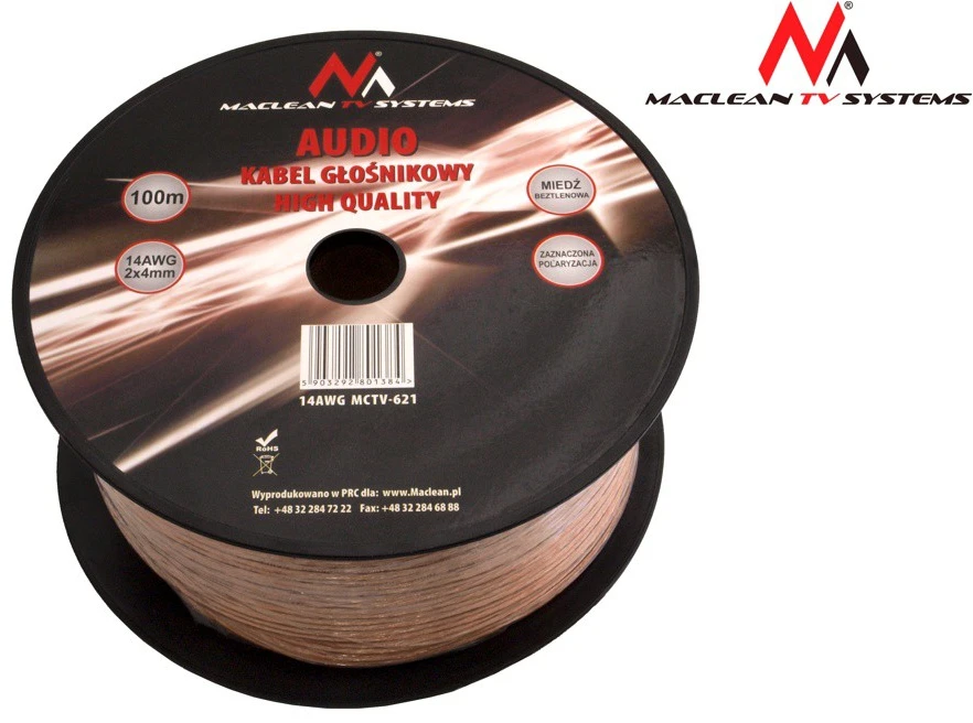 Maclean K.gł.14AWG Šerdis 14AWG OFC 224 (7 * 32 / 0,12) išorinis skersmuo 4,0 * 8,0 mm