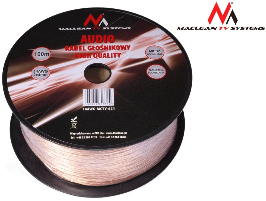 Maclean K.gł.14AWG Šerdis 14AWG OFC 224 (7 * 32 / 0,12) išorinis skersmuo 4,0 * 8,0 mm