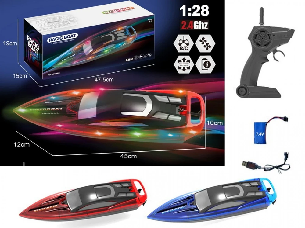 Łódka R/C greitaeigis kateris 2,4 g šviesos