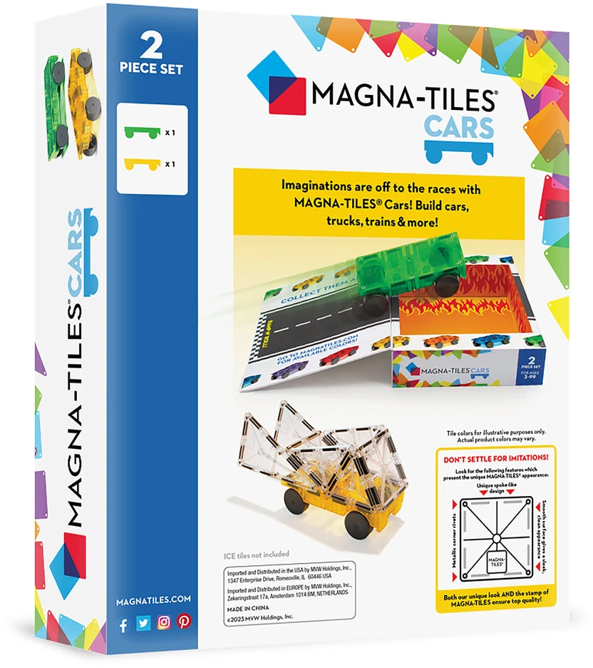 MAGNA-TILES Automobilių važiuoklės su magnetais, 2 vnt.