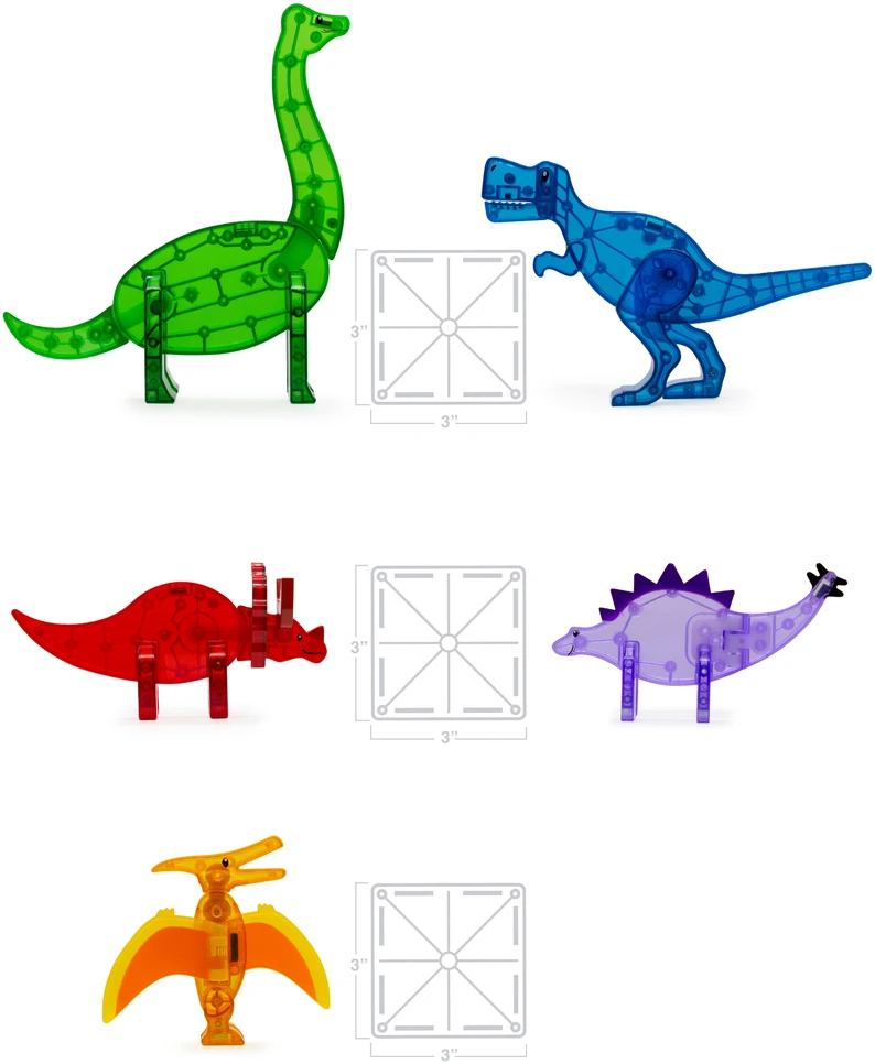 MAGNA-TILES - Dinozaurų 5 dalių rinkinys (90229)