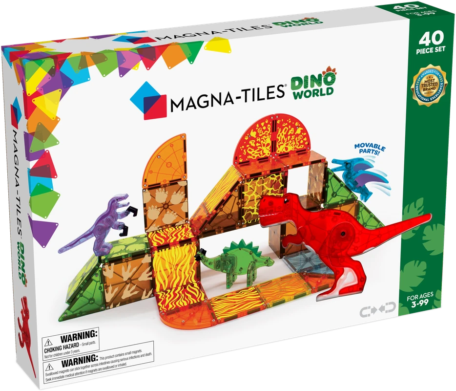 „Magna-Tiles“ – Dinozaurų pasaulis, 40 dalių rinkinys (90232)