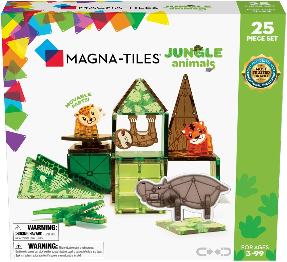 „Magna-Tiles“ – džiunglių gyvūnų rinkinys, 25 vnt. (90222)