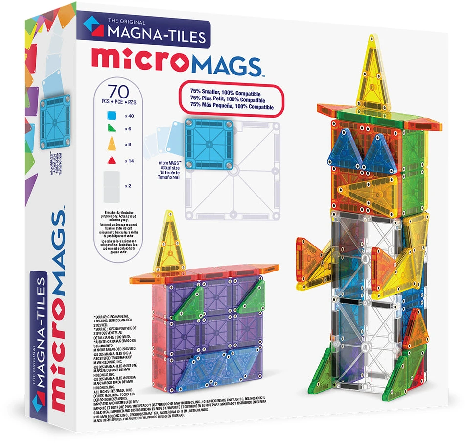 MAGNA-TILES - microMAGS 70 dalių rinkinys (90296)
