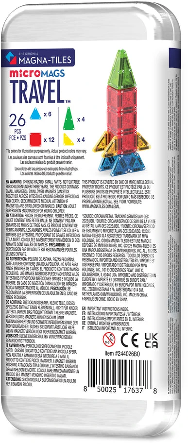 MAGNA-TILES MICROMAGS Kelioninis konstruktorius, 26 det.