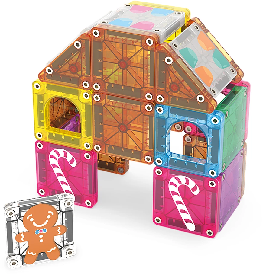Magna Tiles - „microMAGS“ meduolinių namelių 24 dalių kelioninis rinkinys (90492)