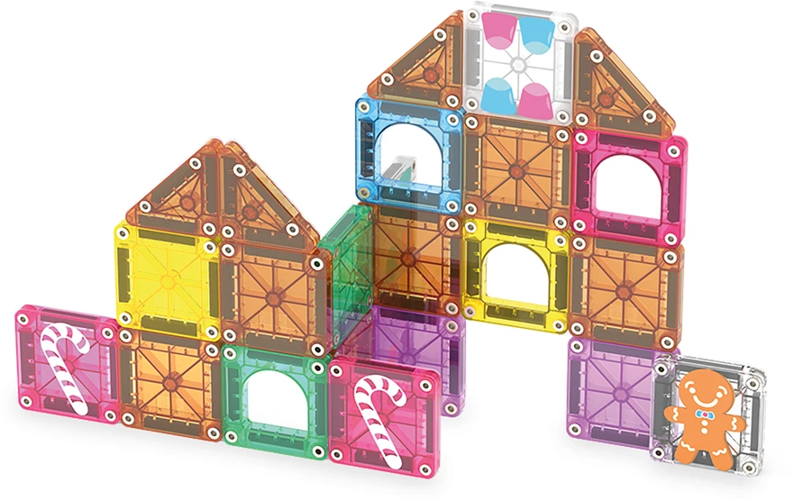 Magna Tiles - „microMAGS“ meduolinių namelių 24 dalių kelioninis rinkinys (90492)