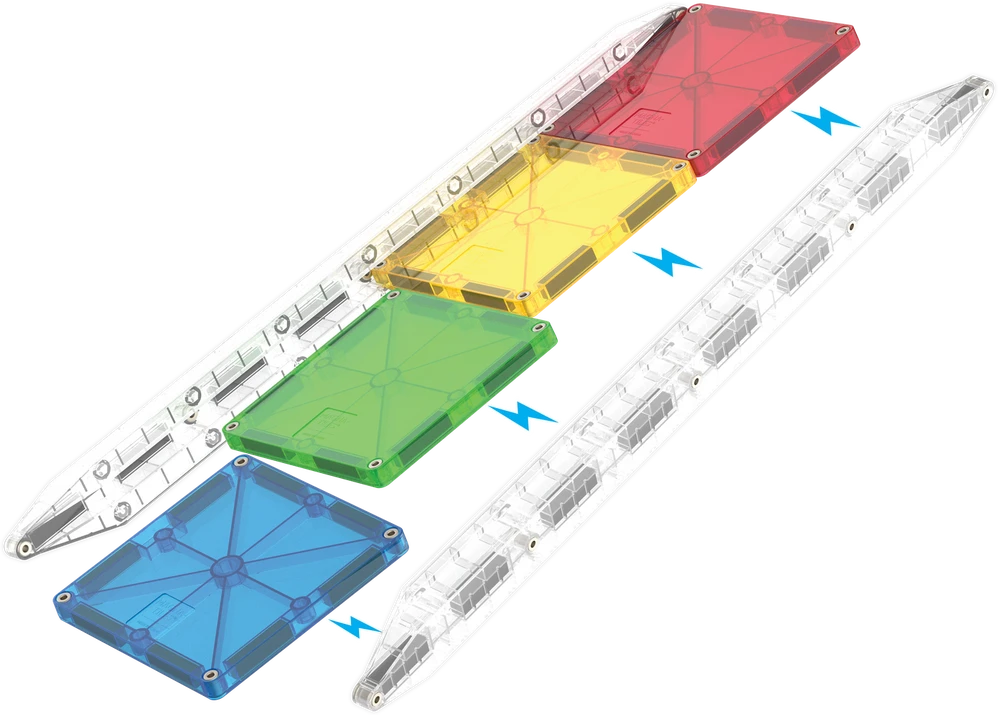 MAGNA-TILES - „Rail Racers Deluxe™“ 90 dalių rinkinys (90361)