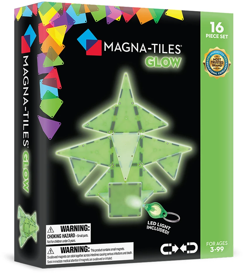 MAGNA-TILES Magnetinis šviečiantis konstruktorius, 16 det.