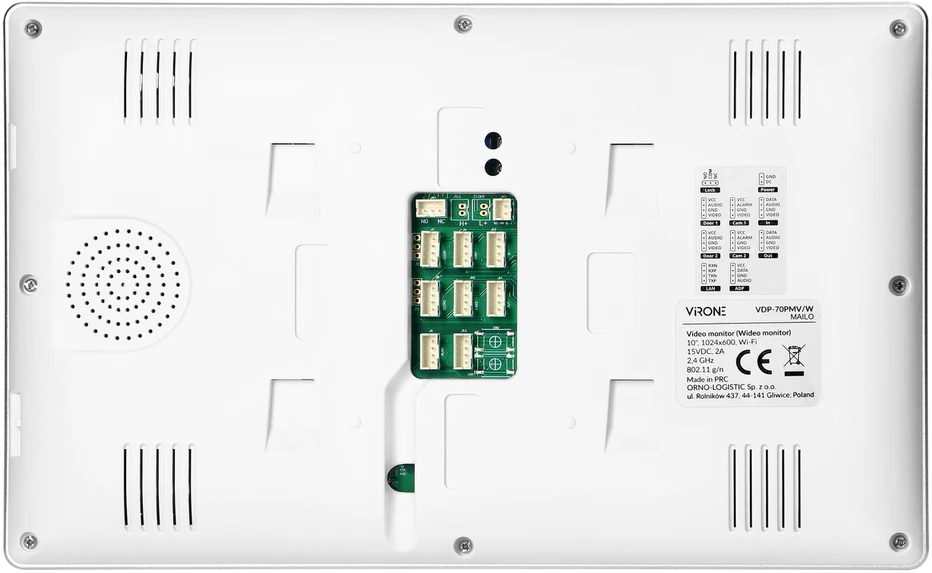 Orno MAILO, vienos šeimos vaizdo domofono komplektas, 4 laidų, 10 colių, Wi-Fi, lietimui jautrus ekranas, „Full HD“, RFID, šifravimo įrenginys