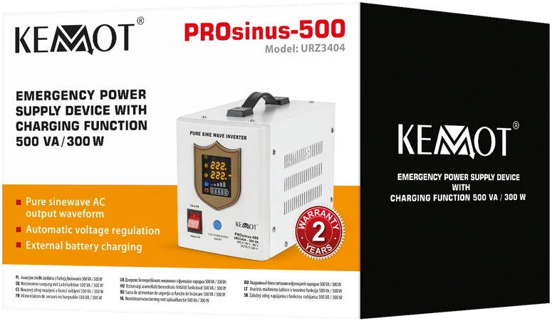 Nepertraukiamo maitinimo šaltinis 300W 12V/230VAC sinusas KEMOT - baltas