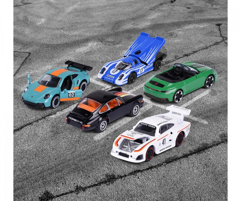 Metalinių automobilių rinkinys Majorette Porsche, 5 vnt.