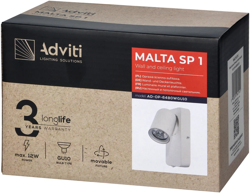 Orno MALTA SP 1, sieninis-lubinis šviestuvas, GU10, maks. 12 W, IP20, juodas, stačiakampis cokolis