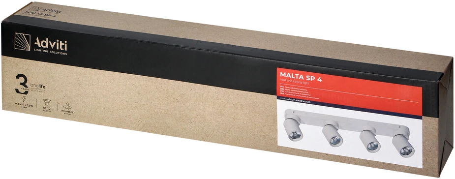 Orno MALTA SP 4, sieninis-lubinis šviestuvas, GU10, maks. 4x12W, IP20, baltas