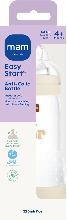 MAM – „Easy Start“ buteliukas nuo dieglių – neutralus – 320 ml