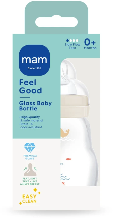 MAM – stiklinis buteliukas „Feel Good“ – neutralus – 170 ml