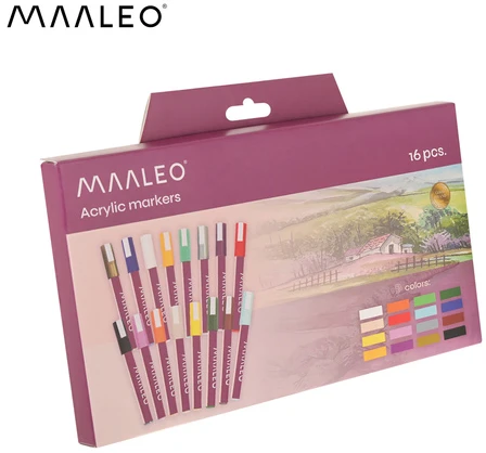 Akriliniai žymekliai - 16 vnt. rinkinys Maaleo 27051