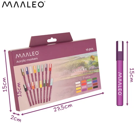Akriliniai žymekliai - 16 vnt. rinkinys Maaleo 27051