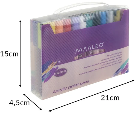 Akriliniai žymekliai Maaleo 25790, 24 spalvos, 4 mm
