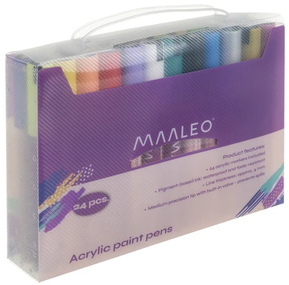 Akriliniai žymekliai Maaleo 25790, 24 spalvos, 4 mm