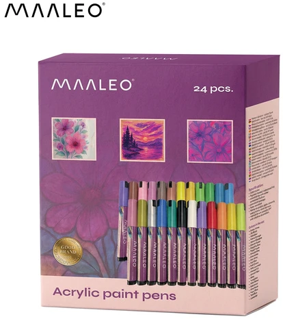 Akriliniai žymekliai Maaleo 25790, 24 spalvos, 4 mm