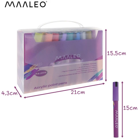 Akriliniai žymekliai Maaleo 25790, 24 spalvos, 4 mm