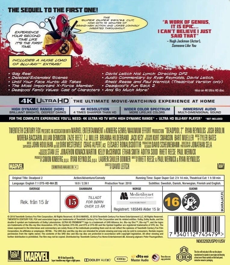 Marvel Heroes Deadpool 2 (4K Blu-ray)