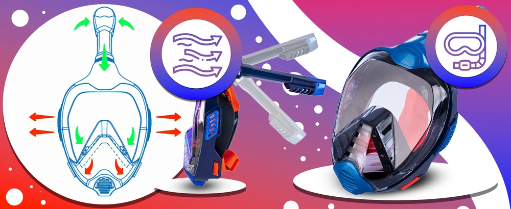 Maska Viso veido nardymo su vamzdeliu kaukė vandeniui L/XL dydžio – SR255