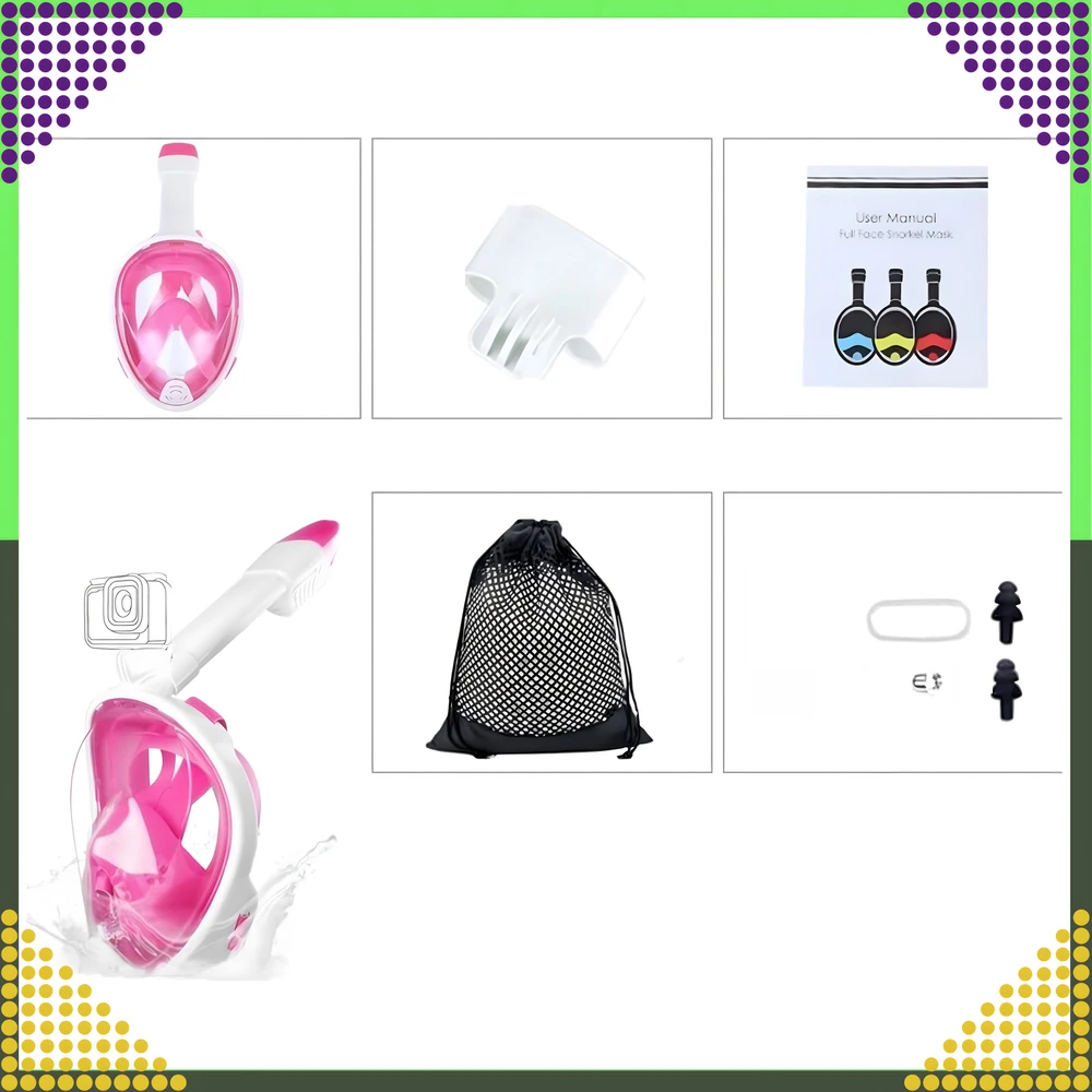 Maska Viso veido plaukimo ir nardymo su vamzdeliu kaukė baseinui L/XL