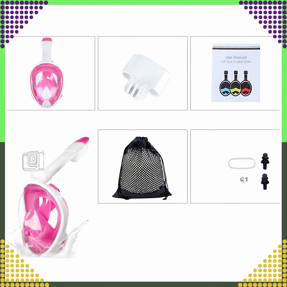 Maska Viso veido plaukimo ir nardymo su vamzdeliu kaukė baseinui L/XL