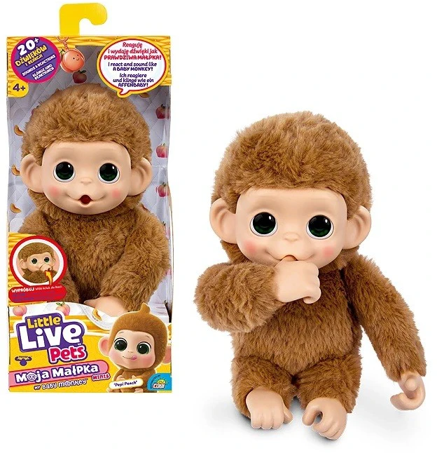 Maskotka Interaktyvus pliušinis žaislas „Little Live Pets“ – Pepi Peach mini beždžionėlė