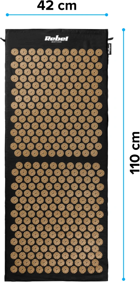 Mata EKO kilimėlis su akupresūros smaigaliais ir pagalve, 110x42cm, XL, pilki smaigaliai, Rebel Active