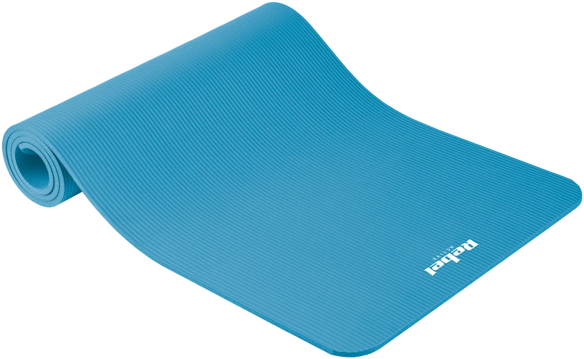 Gimnastikos kilimėlis jogai, pilatesui, fitnesui, 183x61cm, storis 1cm, NBR medžiaga, mėlyna, REBEL ACTIVE