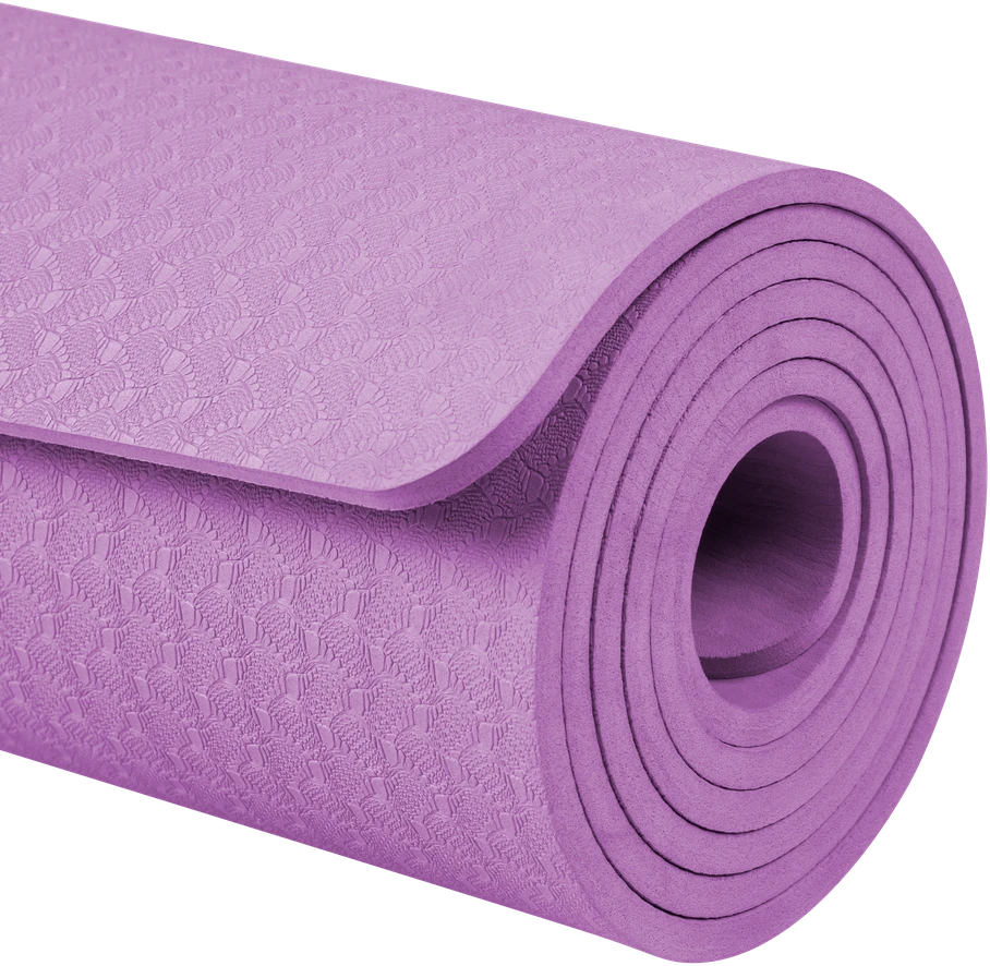 Gimnastikos kilimėlis jogai, pilatesui, fitnesui, 183x61cm, storis 6mm, TPE medžiaga, violetinė, REBEL ACTIVE