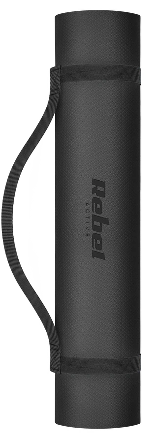 Gimnastikos kilimėlis jogai, pilatesui, fitnesui, 183x61cm, storis 6mm, TPE medžiaga, juoda, REBEL ACTIVE