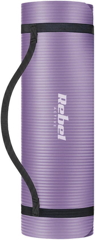 Gimnastikos kilimėlis jogai, pilatesui, fitnesui, 183x61cm, storis 1cm, NBR medžiaga, violetinė, REBEL ACTIVE
