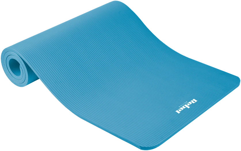 Gimnastikos kilimėlis jogai, pilatesui, fitnesui, 183x61 cm, storis 1.5 cm, NBR medžiaga, mėlyna, REBEL ACTIVE