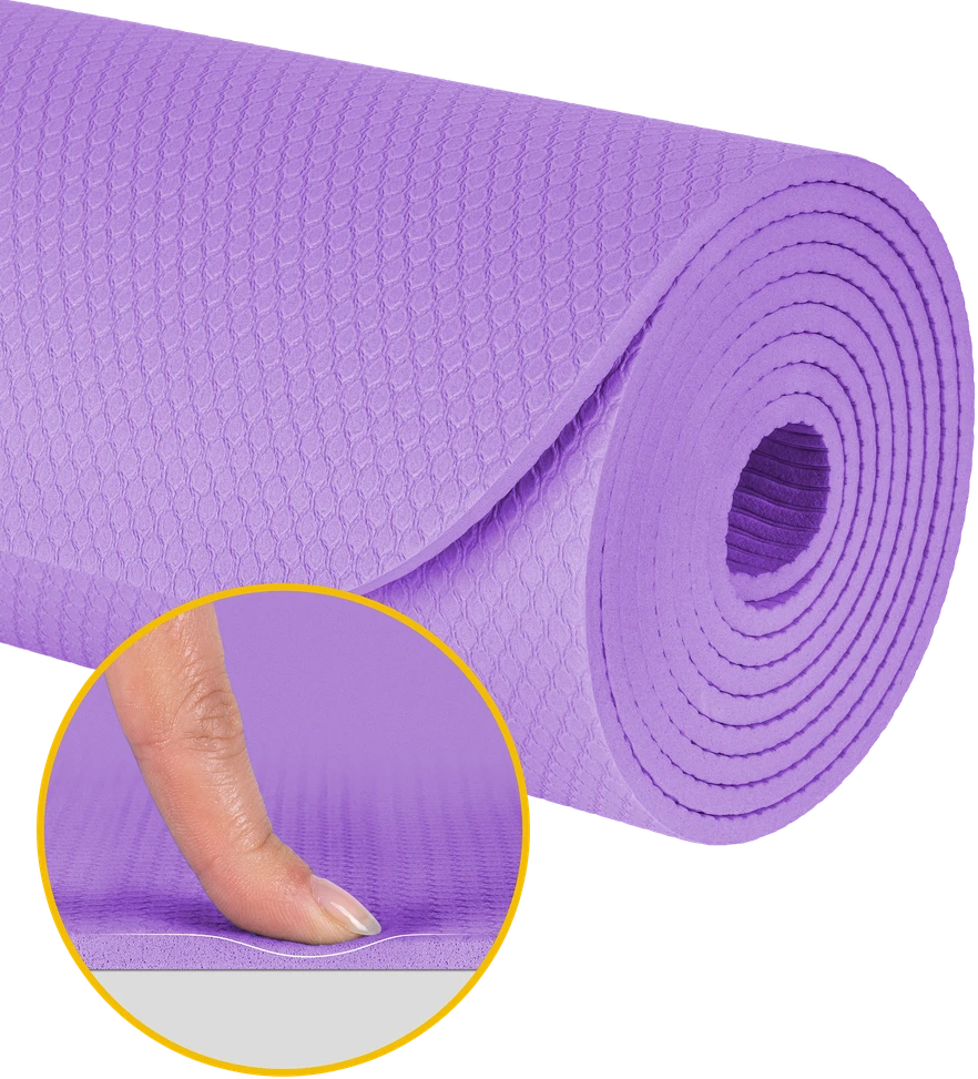 Mata Gimnastikos kilimėlis jogai, pilatesui, fitnesui, 183x61cm, 4mm storio, TPE medžiaga, violetinė, REBEL ACTIVE