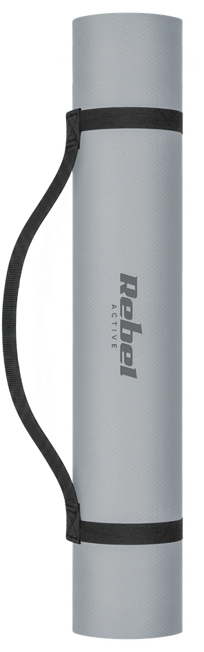Mata Gimnastikos kilimėlis jogai, pilatesui, fitnesui, 200x115 cm, 1 cm storio, TPE medžiaga, pilkas, REBEL ACTIVE