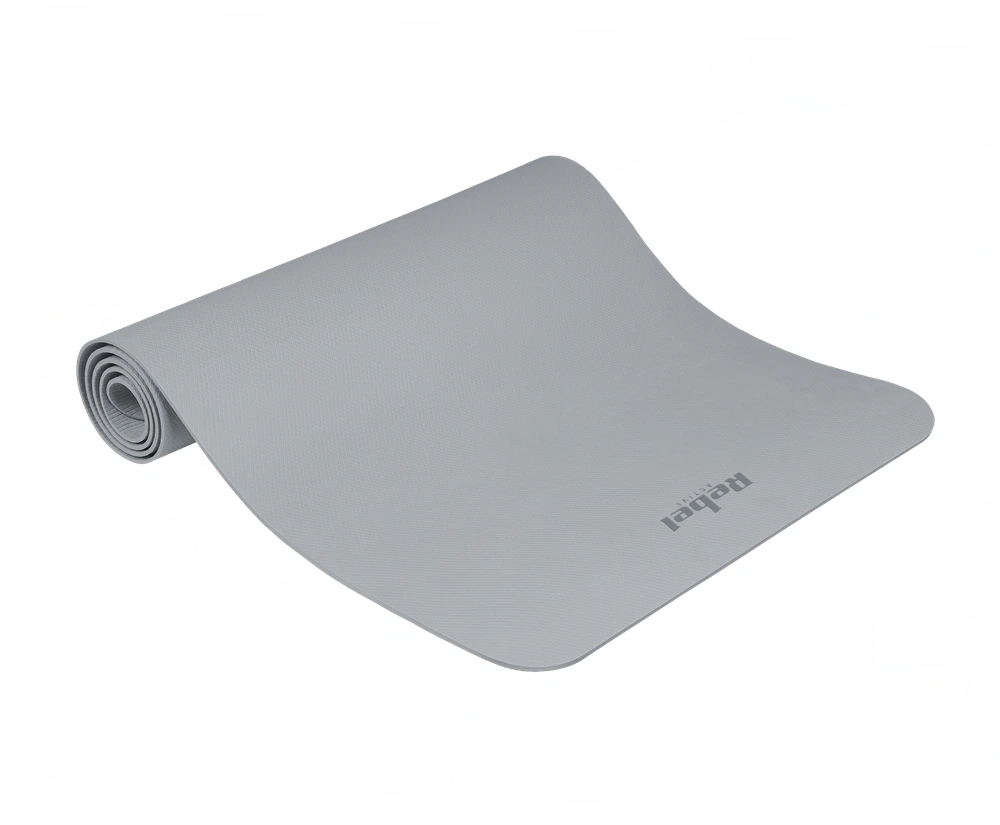 Mata Gimnastikos kilimėlis jogai, pilatesui, fitnesui, 183x61cm, 4mm storio, TPE medžiaga, pilkas, REBEL ACTIVE