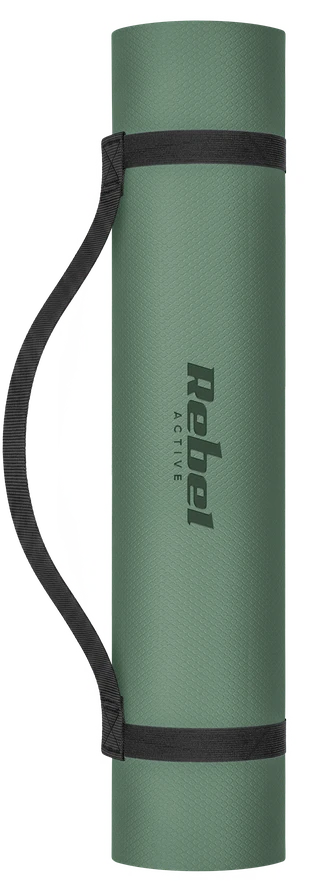 Mata Gimnastikos kilimėlis jogai, pilatesui, fitnesui, 183x61cm, 4mm storio, TPE medžiaga, žalias, REBEL ACTIVE