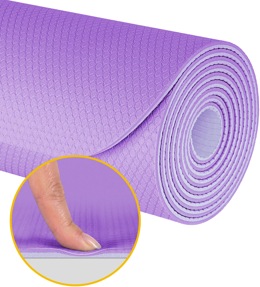 Mata Gimnastikos kilimėlis jogai, pilatesui, fitnesui, 183x61cm, 4mm storio, TPE medžiaga, violetinė, REBEL ACTIVE