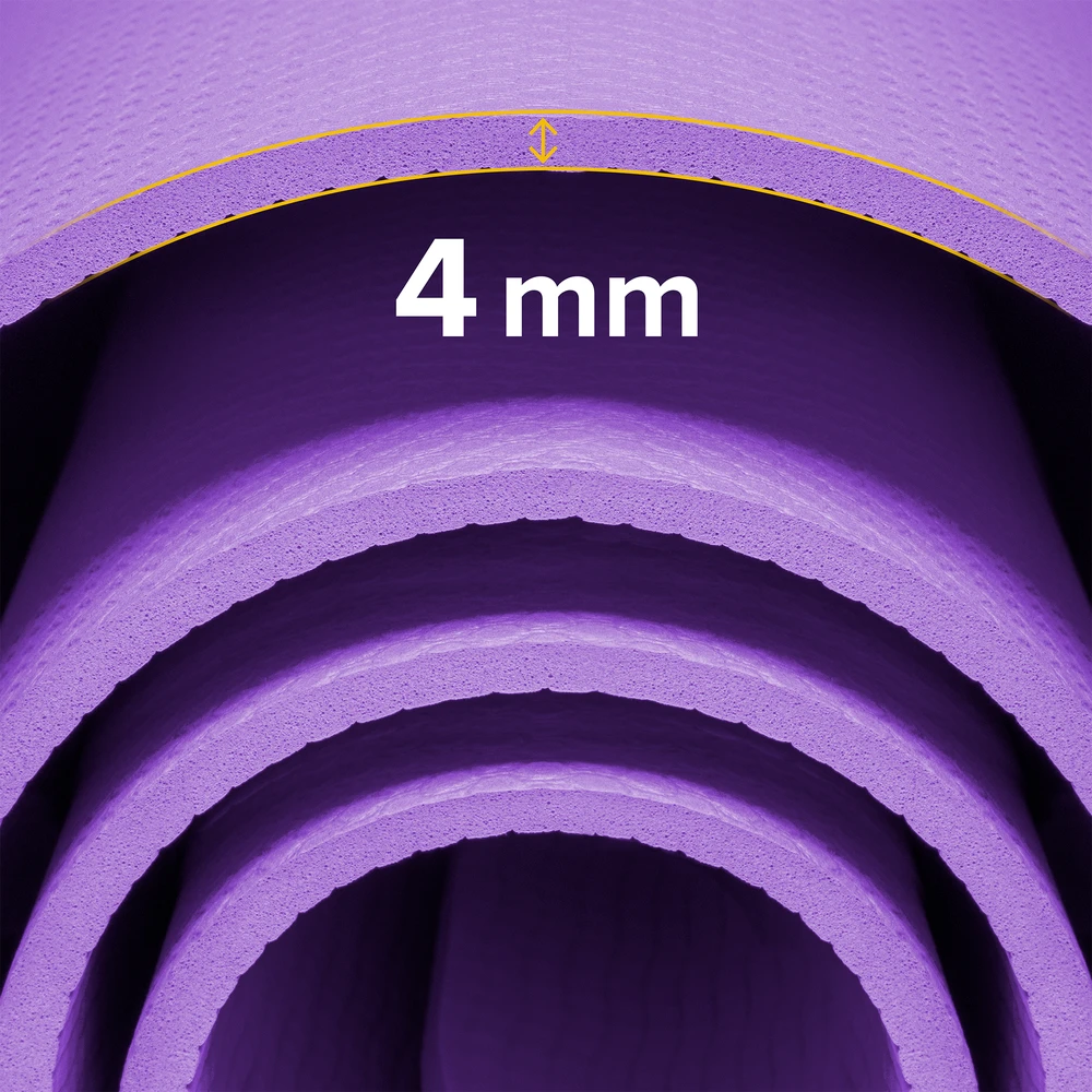 Mata Gimnastikos kilimėlis jogai, pilatesui, fitnesui, 183x61cm, 4mm storio, TPE medžiaga, violetinė, REBEL ACTIVE